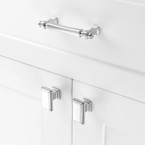 10 Pack 5 Inch Hole Centers Polished Chrome Cabinet Pulls with 1 Inch and 1 1/2 Inch Screws Solid Metal Rust Resistant Hardware installed