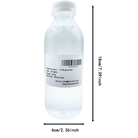 1,3-Butanediol Cosmetic Humectant clear bottle with label, size 18cm x 6cm, 500g 17.6oz CAS 107-88-0 Suits All Skin Types