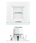 Dimensions diagram of 4 Inch Square LED Recessed Light Kit, 950 Lumens, Dimmable Retrofit, Five Color Temperatures 2700K To 5000K.