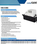 Little Giant VCMA-15UL condensate pump, 115V, 65 GPH, 1/50 HP, black and white, 6 ft cord