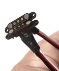 Close-up of Magnetic Snap On RC Extension Cable 9 Inch 1 To 2 Y Split Lead With JR Plug 3 Pin LED in a person's hand