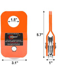 4.8T Snatch Block For Beefy Offroad Winches Orange With Reinforced Stainless Steel Pulley And Anti Corrosion Coating 13,500 Lb Break Strength 8,800 Lb Safe Working Load Compatible With Synthetic Rope Or Steel Cable Up To 0.4 Inch, 5.7 in view
