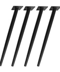 Heavy Duty Cone Shaped Iron Furniture Legs 4 Pack Hella Sturdy Steel Table Bases for DIY Desk, black tapered metal legs.