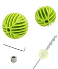 Flex Bit Placement Tool And Bumper Ball Guide Kit for Quarter Inch Shank Drill Bits with two green bumper balls and metal stopper