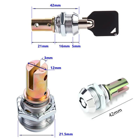 Heavy Duty Toolbox Lock With Keys Replacement Lock For Tool Cabinets, Tool Chests, Drawers And Storage Boxes, Secure Cabinet Locking System, 1 Pack, Compatible With Popular Tool Cabinets, featuring dimensional diagrams and detailed lock components.