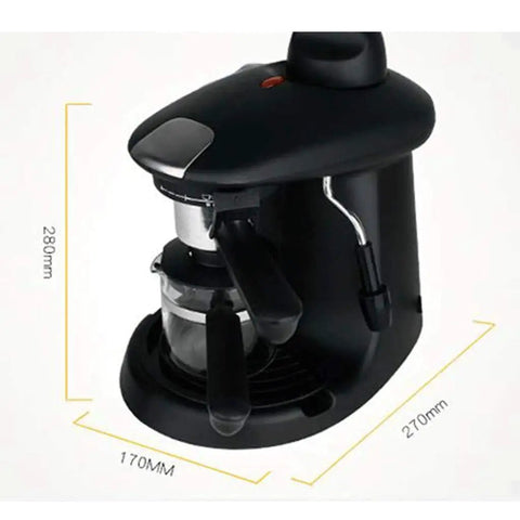 No Brainer Espresso And Cappuccino Maker With Instant Heat Capsule Compatibility showing dimensions and design for easy daily use.