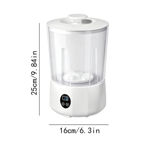 Ultra Compact Cordless Washing Machine With Rechargeable Battery And Three Gentle Wash Modes, white cylindrical design.