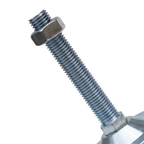 Four-Pack Heavy-Duty M16 Leveling Feet Stainless Steel Adjustable Foot Stands With Galvanized Finish For Stable Leveling On Machinery Tables And Shelving Durable Easy Install Long-Lasting Support, close-up threaded bolt