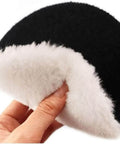 Close-up of a white, thick wool pad from the 6 Inch Wool Polishing Pad Kit With Backer Pad And M14 Drill Adapter For Drill Buffers
