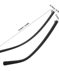 2 Pairs Spectacle Temple Replacement Arms For A Comfortable Fit And No Sweat Install Durable Design For Quick Eyewear Repairs Universal Metal Eyeglass Temple Replacements For Most Glasses shown with dimensions. Black metal arms shown at different angles.