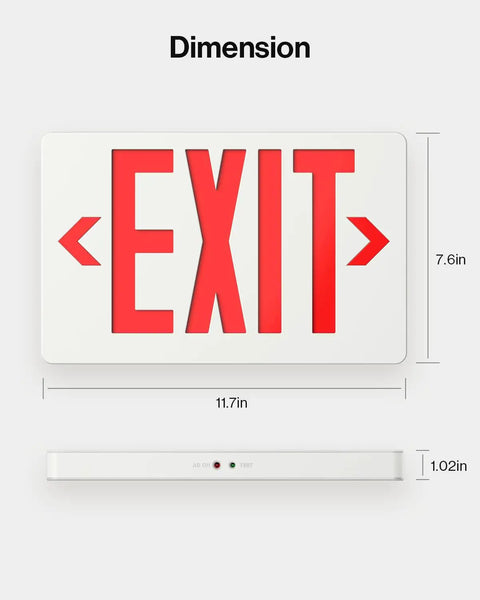 Six Pack Red LED Exit Signs Double Sided With 90 Minute Battery Backup For Emergency Exits High Visibility 6 Inch Letters Visible From 100 Feet With Arrow Knockouts And Durable Acrylic Faces For Long Term Hallway Safety, 11.7in x 7.6in
