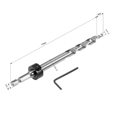 Professional 38 Inch Depth Stop Collar With Hex Shank Twist Step Drill Bits Kit Perfect For Kreg Manual Pocket Hole Jig Woodworking And Drilling Tools That Are Tough As Nails, 146mm drill bit