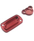 CNC Aluminum Front And Rear Brake Fluid Reservoir Caps In Red For Honda CRF Series From 2002 To 2024 Including CRF150R CRF150RB