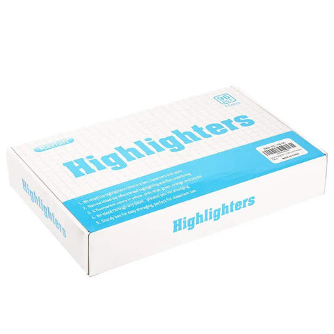 Closed box of Chisel Tip Highlighters 96 Count Bulk Pack Assorted Fluorescent Colors No Bleed Through Smudge Proof For Classrooms