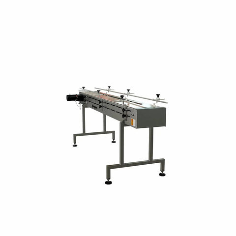 Heavy Duty 6 Foot Stainless Steel Conveyor Belt With Variable Speed Drive And 12 Inch Acetal Plastic Track For Fast Warehouse Moves side view