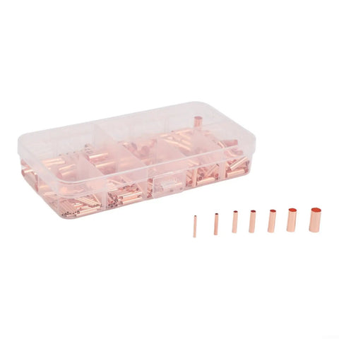 FABULETTA 250PCS Wire Ferrules Kit Pure Copper Crimp Connectors Non-Insulated Butt Terminals For Automotive Marine Electrical Systems 7 Sizes 1-16mm² High Conductivity Wiring Solution in organizer box