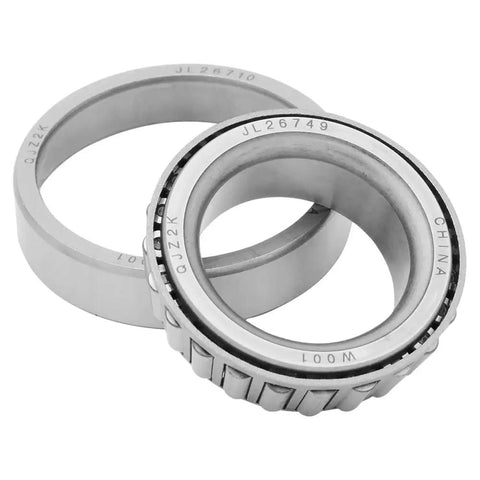 Two Set Tapered Roller Bearing Kit With Cone JL26749 And Race JL26710, precision bearings showing engraved numbers and materials.