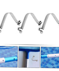 5 Pack Stainless Steel V Shaped Pool Pole Clips With Easy Push Button Snap Attachments for secure net installation and durable connection
