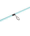 Close-up of Carbon Inshore Spinning Rod and Penn Pursuit IV Reel Combo, 7 foot two-piece medium power rod with line guide.