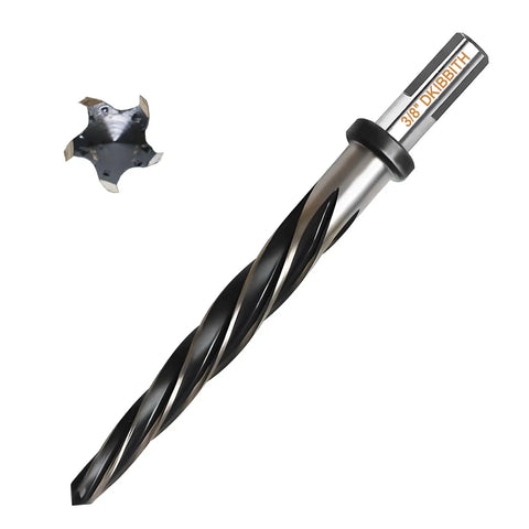 Three Eighths Inch Bridge Construction Reamer Drill Bit Pro Grade M2 HSS Taper Chucking Reamer For Steel Alloy Metal Wood Plastic 5 Spiral Flutes Non Slip Shank To Align Or Enlarge Holes 10mm