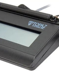 Smart Electronic Signature Pad With Pressure Sensitive Surface And Bright Transflective Lcd Rendering Electronic Ink Live Via Plug And Play Virtual Serial Usb Cable For Frictionless Office Paperwork in black with a stylus