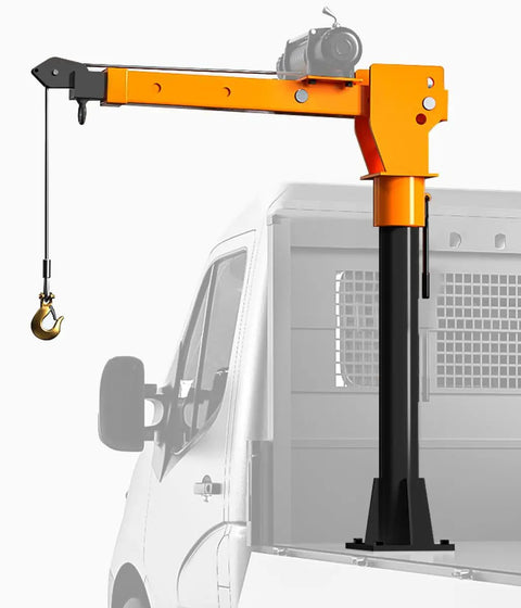 Beast Heavy Duty Folding Truck Bed Crane With 5000 Lb Winch 12V Electric Or Hand Operated Lift installed on truck