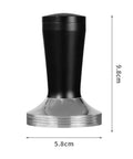 Hella Solid 2 In 1 58Mm Espresso Coffee Tamper And 5 Pin Needle Stirrer Distributor Boss Level Barista Tool in silver and black.