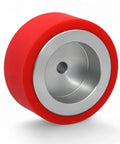 2pcs 51mm Robot Wheels Pair with high grip polyurethane traction tires Shore 30A CNC aluminum hubs close-up view