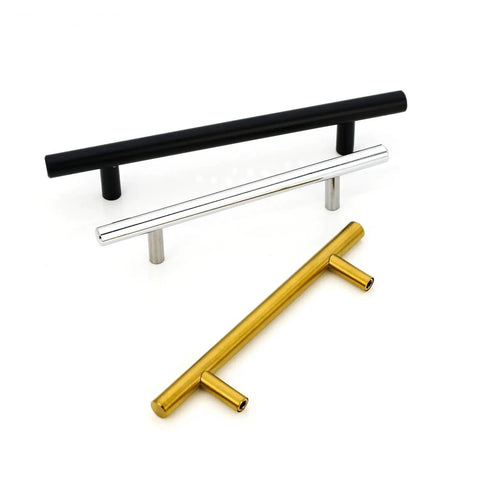 Brushed Gold T-Bar Cabinet Pulls 4 Pack Modern Hollow Drawer Handles Kitchen Hardware 150mm Total Length 96mm Hole Center Spacing