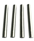 Heavy Duty 3/8 Inch By 6 Inch Steel Shelf Pegs, Precision Ground Dowel Pins For Secure Shelving, 4 metal pegs aligned.