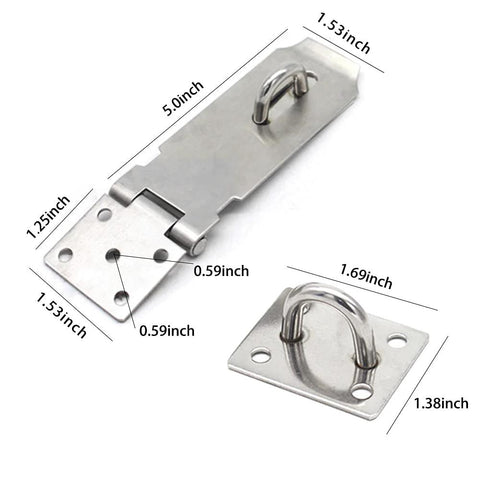 Stainless Steel Door Hasp Latch 5 Inch Extra Thick Packlock Clasp Lock With Screws Brushed Finish