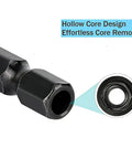 Close-up of hollow core design in Four Piece Diy Woodworking Countersink Drill Bit Set with One Quarter Inch Hex Shank and L Wrench.