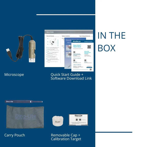1.3MP USB Microscope With 20x To 90x Magnification, Long Working Distance, 1280x1024 Resolution, Smooth 30 FPS Video, MicroTouch Measurement, Removable Cap For Easy Object Access, Pro Grade Lab Work, Education, And DIY Inspections. Included USB microscope, quick start guide, carry pouch, removable cap, and calibration target.