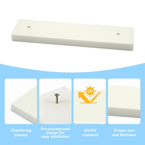 Marine Grade HDPE Transducer Mounting Plate For Fish Finder Mounts, Heavy Duty Transom Saver To Protect Boat Hull, Secure Electronics Installation, 1 Pack, white with pre-drilled holes