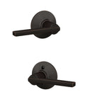 F10 LAT 716 Latitude Door Lever Hall And Closet Passage Lock Aged Bronze Finish both left and right-hand views