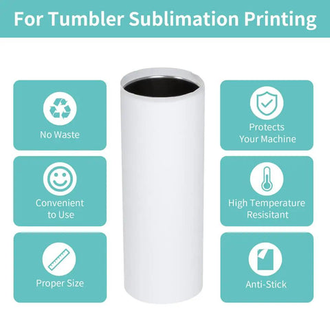 Butcher Paper For Sublimation Heat Press 210 Sheets 8.3 By 9.4 Inch Fits 20 Oz Skinny Tumblers Mugs And Bottles No Cutting No Waste No Hassle Protect Heat Press shown with features like no waste and high temperature resistance.