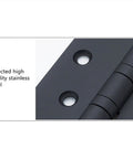 Close-up of Heavy Duty Stainless Steel Door Hinge Set, Black, 2 Pieces, Quiet Smooth Bearing Action emphasizing material quality