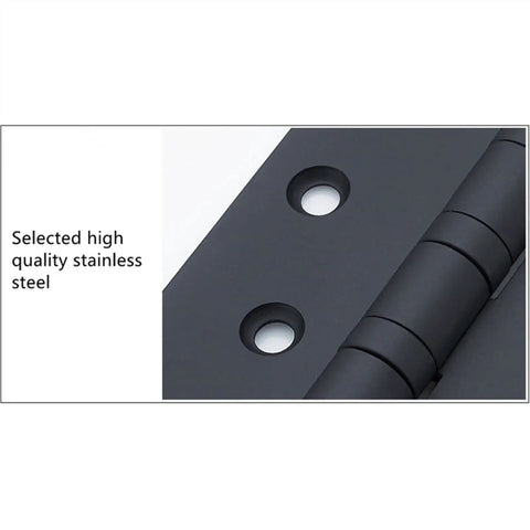 Close-up of Heavy Duty Stainless Steel Door Hinge Set, Black, 2 Pieces, Quiet Smooth Bearing Action emphasizing material quality
