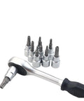 Top Notch 9pc Torx Screwdriver Bit Socket Set T10 To T50 Plus Pentalobe Star Bits For Heavy Duty Car And Gear Repair With Durable Cr-v Steel Construction And Super Strong Grip That Gets The Job Done Smoothly. ratchet wrench with Torx bit sockets