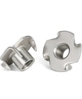 Two Beefy Four Claw Stainless Steel T Nuts Knock In Captive Nut Inserts For Wood And Speaker Enclosures, 304 Stainless, 5/16-18 Threads