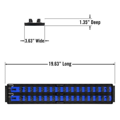19 Inch Socket Organizer With Twist Lock Rails For Half Inch Drive Sockets Blue Heavy Duty Tool Storage Rack Made In Usa Badass Grid Design Keeps Your Sockets Snug And Locked Tight