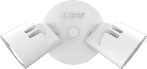 HomeGuard Two Light LED Outdoor Flood Light Kit Wall Or Ceiling Mount 4000K Cool White Round Heads White Finish