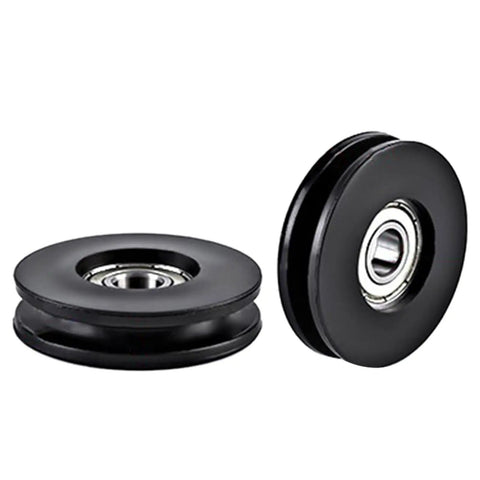 Round Rope Pulley For Gym Equipment Nylon Wire Rope Reel Pulley For Cables And Cable Machines Quiet Low Friction Waterproof Bearing Replacement For Fitness Gear And Garage Door Roller Systems black PA pulley with bearing