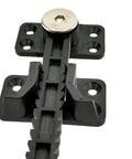 No Sweat Assembly Invisible Sofa Connectors For Sectional Furniture Adjustable Hidden Brackets With Serrated Locking Screws Keeps Your Modular Couch Locked And Ready Black 2 Pack close-up showing serrated locking screws and plastic connector details.