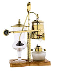 Killer Retro Glass Siphon Coffee Maker Smooth Siphon Brewer With Easy Clean Design Top Shelf 4 Cup Capacity on wooden stand.