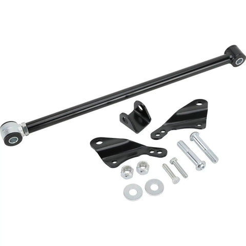 Steel Bolt On Rear Panhard Bar For 8 Inch And 9 Inch Rear Axles With Rock Solid Pinion Bearing Support Mount Track Bar Set Two Inches Higher For Maximum Control Adjustable Length For A Custom Fit, black steel bar and brackets