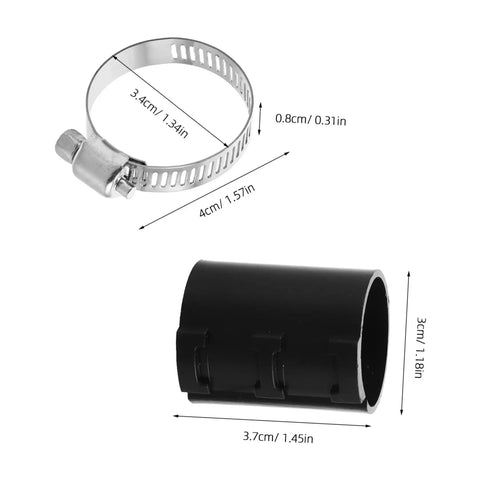 Office Chair Repair Kit With 36 Plastic Tube Clips And 1.2 Inch Stainless Steel Hose Clamps Anti Sinking Clamp Fix For Adjustable Height Cylinders Diy Chair Repair Tools Quick Fix Solution showing components and dimensions.