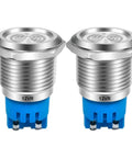 2 Pack DC 12V 19mm Waterproof IP65 Red LED Flash Indicator Light With Buzzer 90dB Alarm Built Tough Stainless Steel Panel Mount