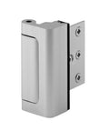 Front view of Door Reinforcement Lock Kit Satin Nickel U10827 Adds Maximum Home Security With 800 Lbs Of Force Resistance Kick In Prevention 3 Stop Aluminum Finish Pack Of 2 Easy Install, showing two screws and satin nickel finish.