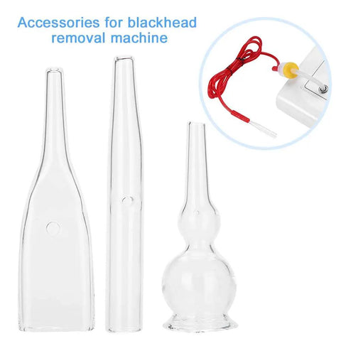 3pc Vacuum Glass Tube Kit for Face Suction Blackhead Removal showing three glass tubes and red power cord